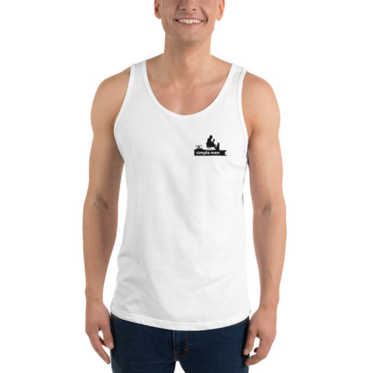 man with dog tank